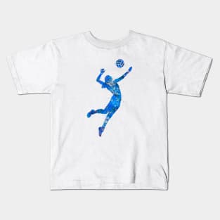 Volleyball player girl blue art Kids T-Shirt